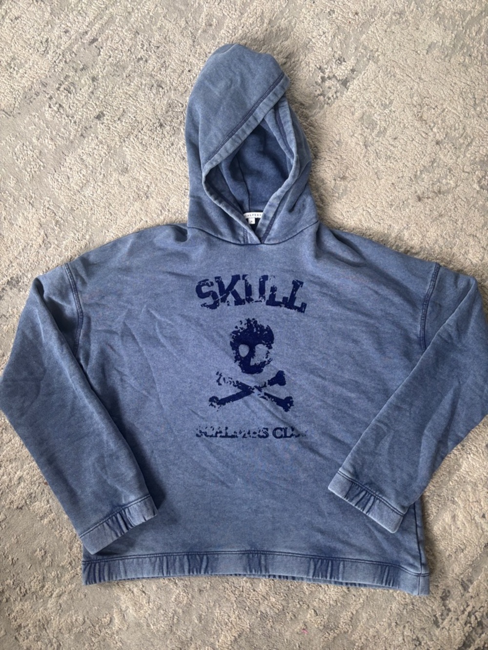 Blue 'SKILL' Skull Graphic Pullover Hoodie